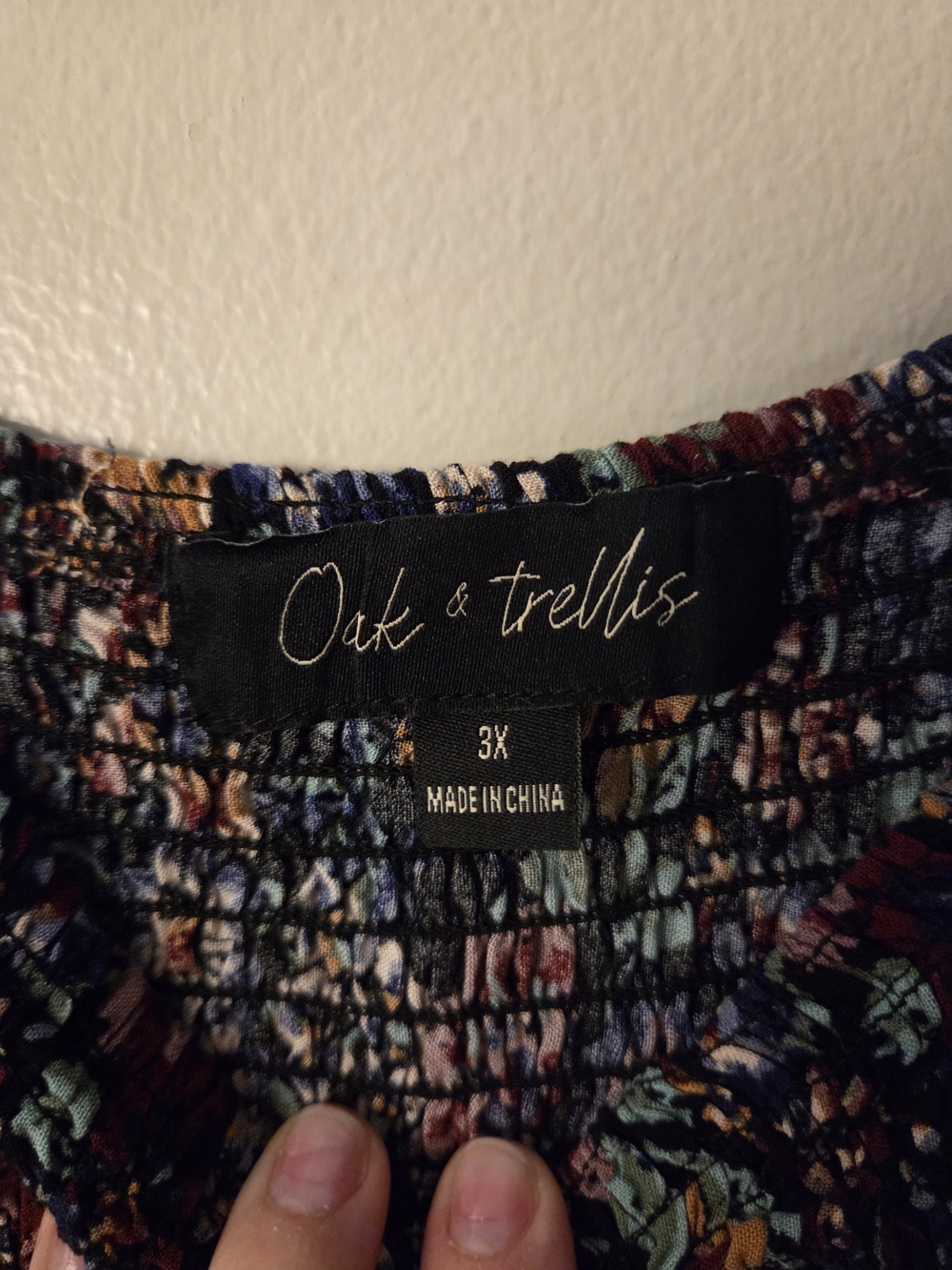 Oak and Trellis Floral Long Sleeve Smocked Dress - Navy Multi - Picture 3 of 4
